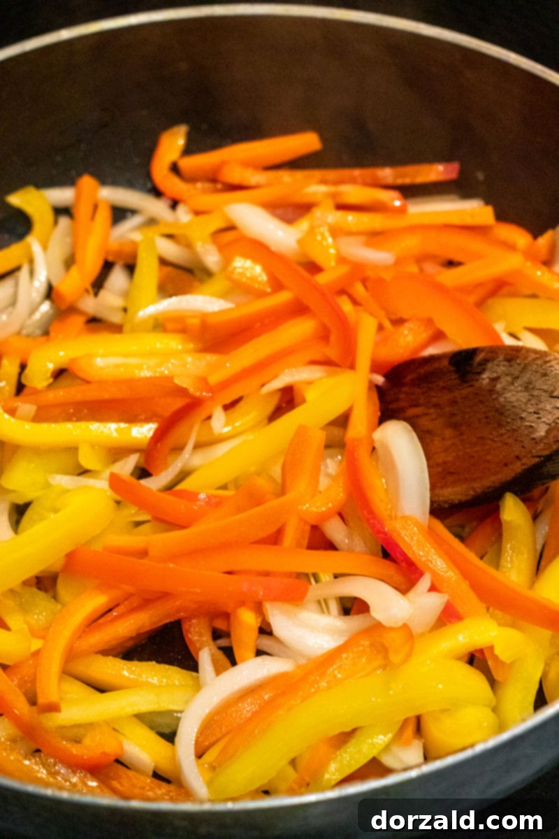 Zesty One-Pot Shrimp Quinoa 4 Assorted bell peppers, onions, and carrots julienned for the recipe