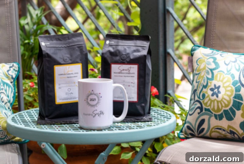 The Sisterhood Blend 6 Five Sisters Coffee Co coffee beans and mug