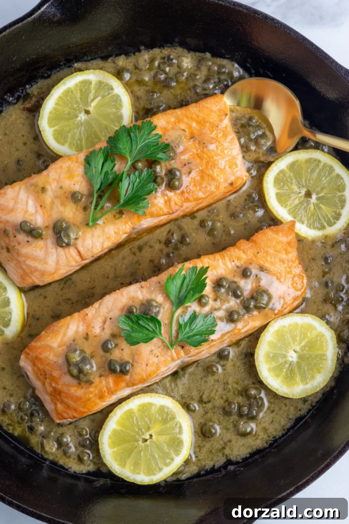 Lemon Caper Salmon Pasta Dairy Free Gluten Free 9 Salmon Piccata Pasta in a bowl with a fork