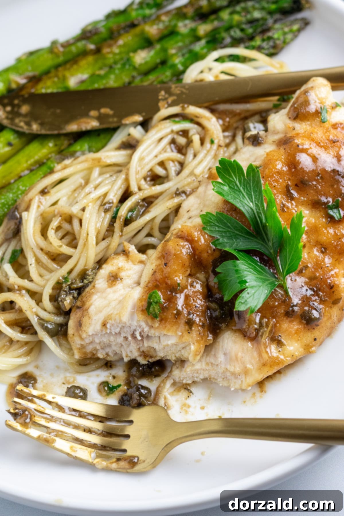 Finished plate of Dairy-Free Gluten-Free Chicken Piccata